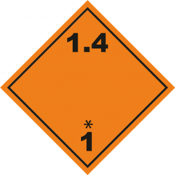 Наклейка Опасный груз Класс 1.4. Знак взрывчатые вещества и изделия 1