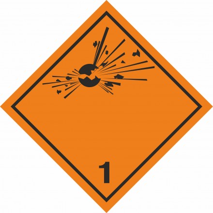 Наклейка Опасный груз Класс 1.1, 1.2, 1.3. Знак взрывчатые вещества и изделия 30х30 