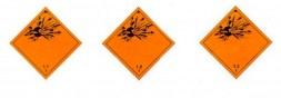 Наклейка Опасный груз Класс 1.1, 1.2, 1.3. Знак взрывчатые вещества и изделия 30х30 
