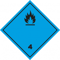 Наклейка Опасный груз Класс 4.3. Вещества, выделяющие легковоспламеняющиеся газы при соприкосновении с водой